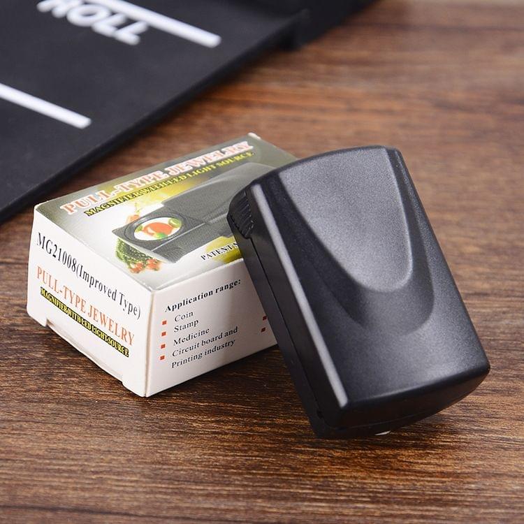 Pull-Type Jewelry Magnifier with LED Light Source(Black)