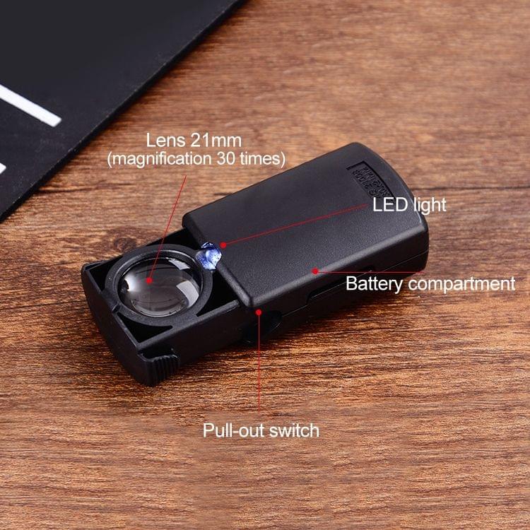 Pull-Type Jewelry Magnifier with LED Light Source(Black)