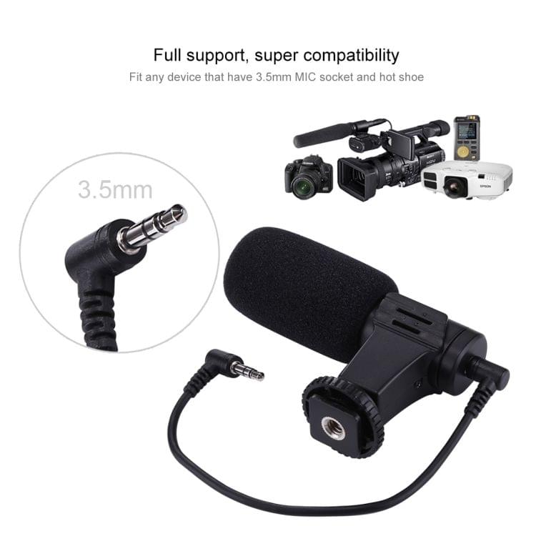 PULUZ 3.5mm Audio Stereo Recording Vlogging Professional Interview Microphone for DSLR & DV Camcorder, Smartphones