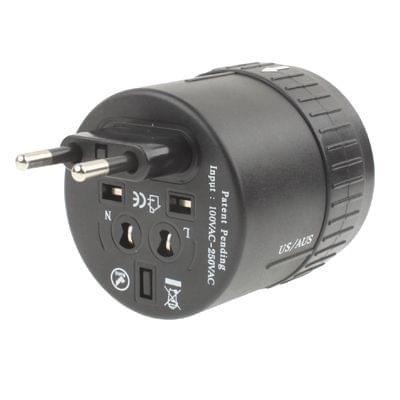 Universal Rotation Type US / EU / AU / UK Travel AC Power Adaptor Plug(Black)