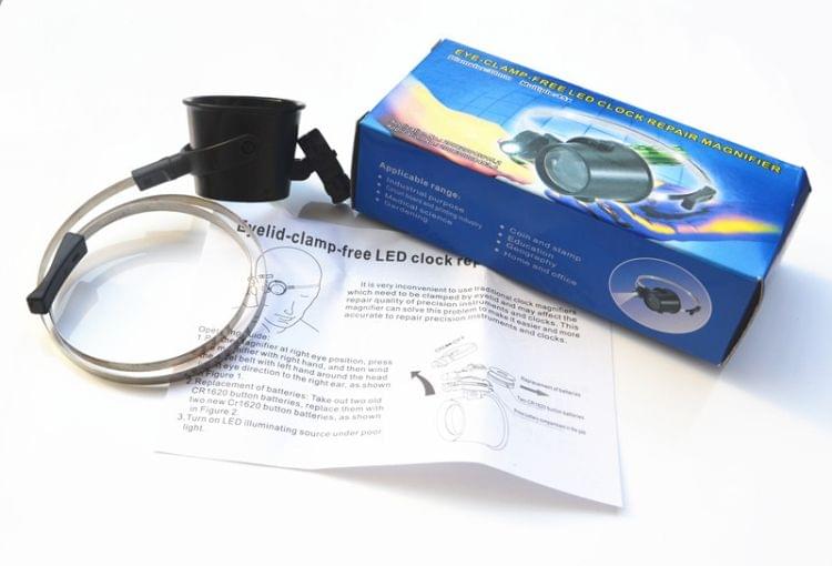 15X LED Lighted Hands-free Eye-Loupe Head Band Watch Repair Magnifier