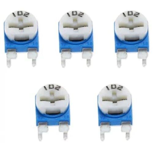 5 PCS 0.1W 50V Horizontal 102 1K Ohm Adjustable Resistor
