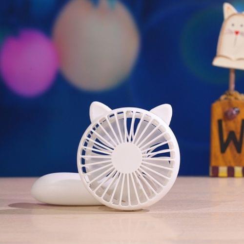 Portable Outdoor Handheld USB Charging Cartoon Squirrel Shape Mute Cooling Fan 3 Speeds (White)