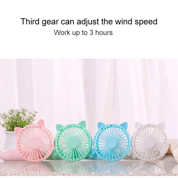 Portable Outdoor Handheld USB Charging Cartoon Squirrel Shape Mute Cooling Fan 3 Speeds (White)