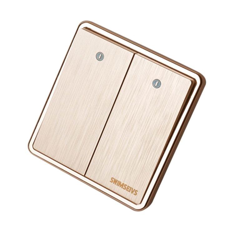 2 PCS SWIMSEIVS 2000W 10A Luxury Series Household Engineering Two Open Dual Control Wall Switch Socket, AC 220V