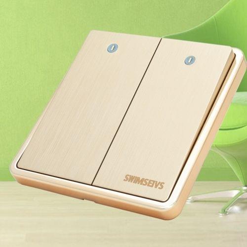2 PCS SWIMSEIVS 2000W 10A Luxury Series Household Engineering Two Open Dual Control Wall Switch Socket, AC 220V