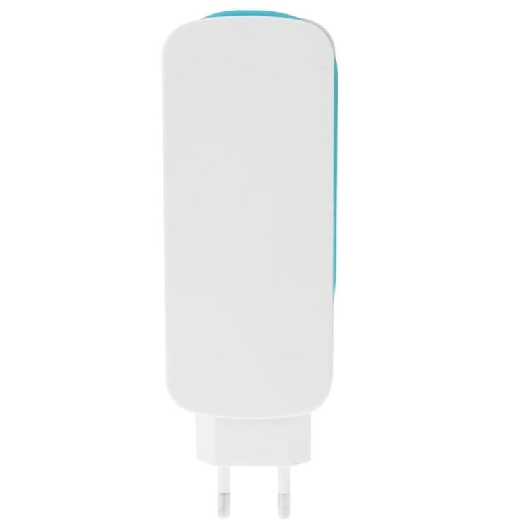 EU Plug Colorful 3 in 1 Dual USB Universal Power Socket, 2.1A Output, Cable Length: 1.5M(Blue)