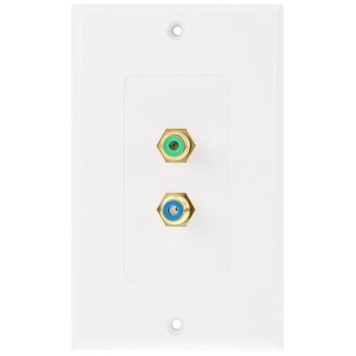 2 RCA Female Plugs Wall Plate Panel