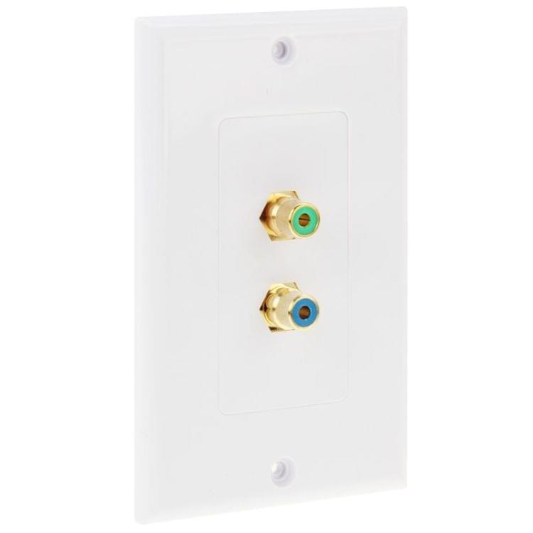 2 RCA Female Plugs Wall Plate Panel