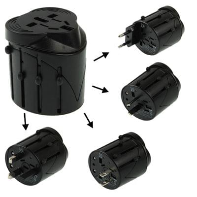 All in 1 EU + AU + UK + US Plug Travel Universal Adaptor, Size: 60 x 58 x 56mm(Black)