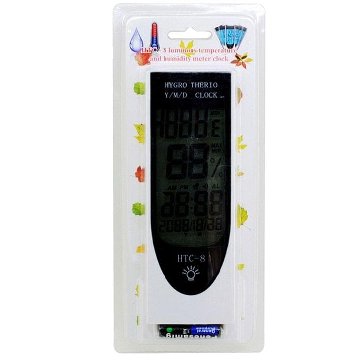 HTC-8 Luminous LCD Digital LED Night Light Thermometer Backlight Hygrometer Humidity Meter, with Alarm / Date / Clock / Calendar