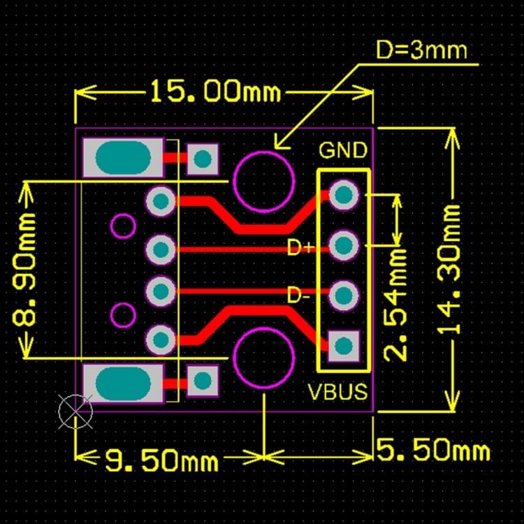 USB Male to 2.54mm DIP 4P Adapter Module for Breadboard