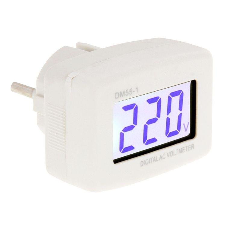 DM55-1 LCD AC Digital Voltage Meter Voltmeter, Measure Range: 110V-300V, EU Plug