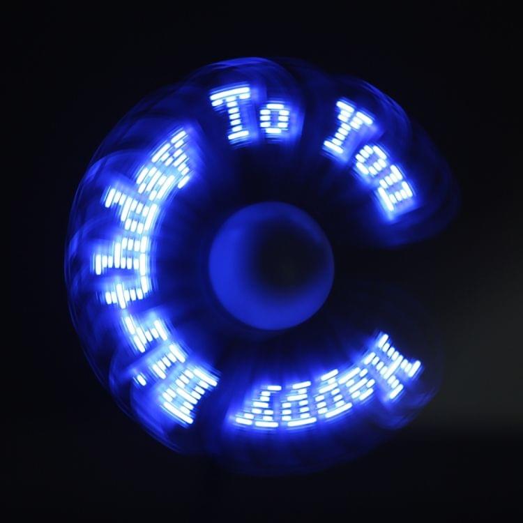 USB LED Colored Flash Word Mini Fan with Switch (Blue Flash Word)