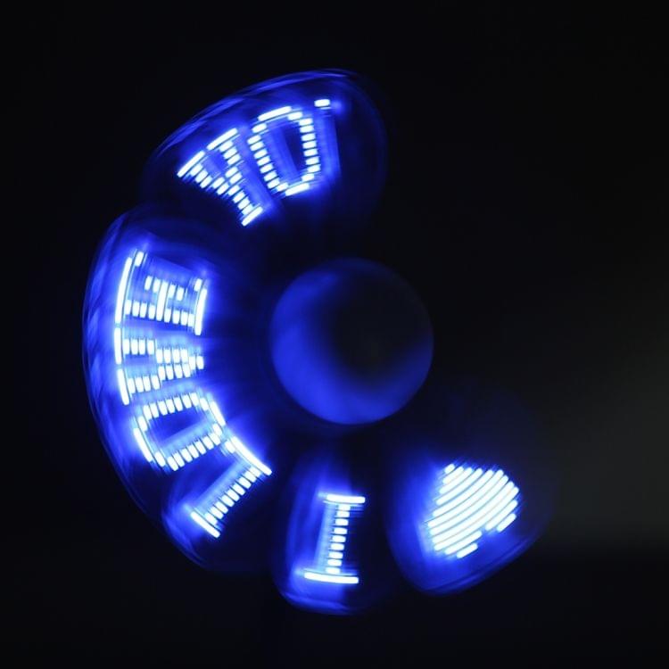 USB LED Colored Flash Word Mini Fan with Switch (Blue Flash Word)