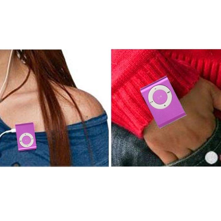 TF (Micro SD) Card Slot MP3 Player with Metal Clip(Purple)