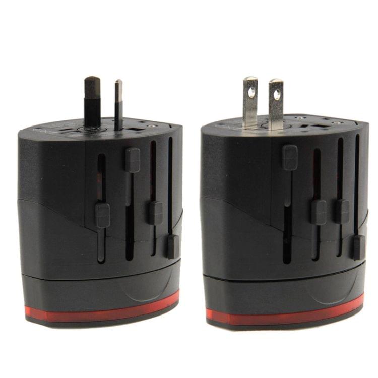International 1000mA 2-USB EU & AU & UK & US Plug Travel Universal Adaptor(Black)