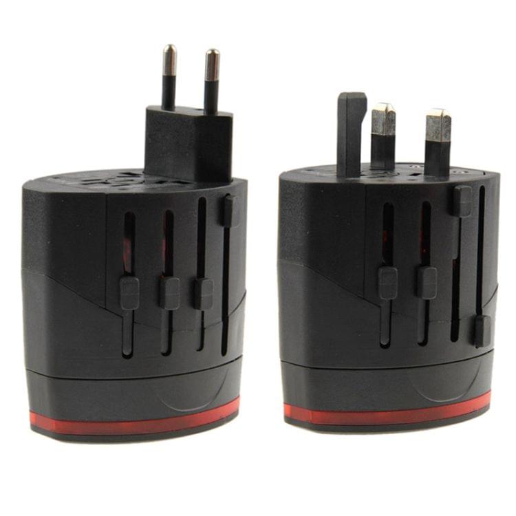 International 1000mA 2-USB EU & AU & UK & US Plug Travel Universal Adaptor(Black)