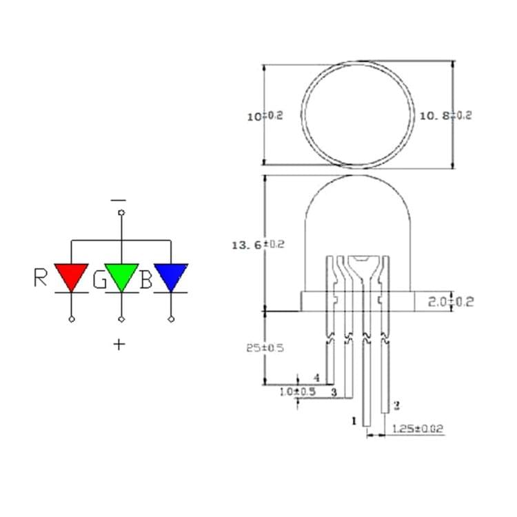 LDTR - YJ027 RGB LED Cathode Module DIY 10mm Full Color RGB Diffused Light