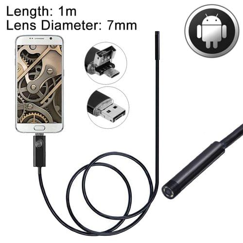 2 in 1 Micro USB & USB Endoscope Waterproof Snake Tube Inspection Camera with 6 LED for Newest OTG Android Phone, Length: 1.0m, Lens Diameter: 7mm
