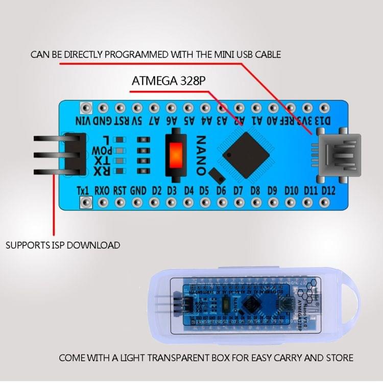 Landa Tianrui LDTR-WG0155 Mini USB Nano 3.0 Atmega328P Development Board Parts for Arduino