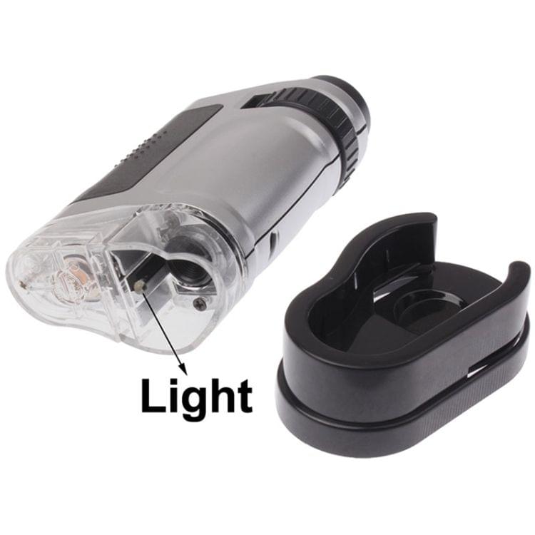 20X - 40X Magnification Zoom Lens Pocket Microscope with LED Light(Silver)