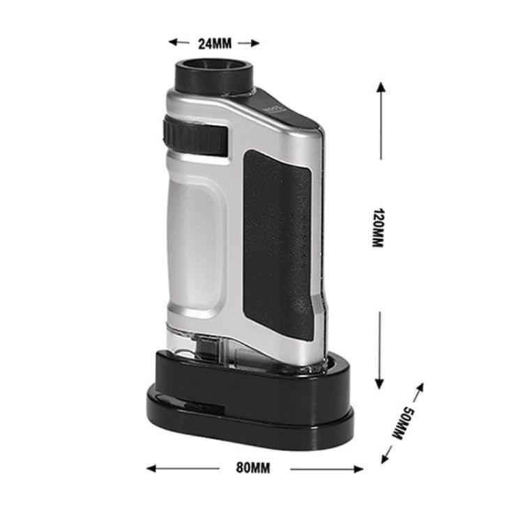 20X - 40X Magnification Zoom Lens Pocket Microscope with LED Light(Silver)