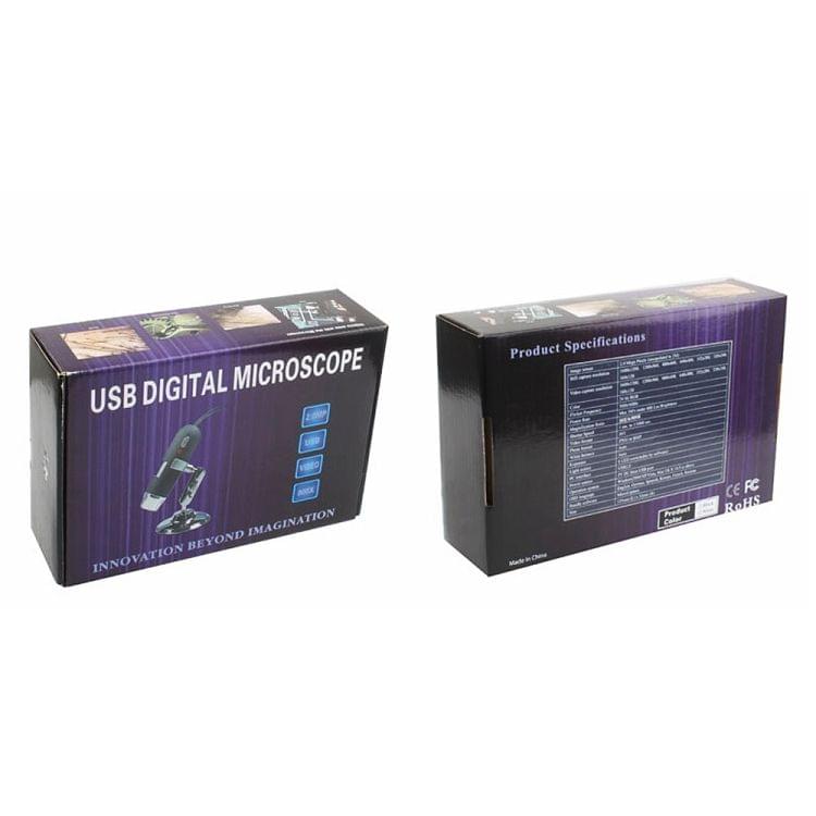 2.0 Mega Pixels 800X USB Digital Microscope with 8 LED White Light / Holder(Black)