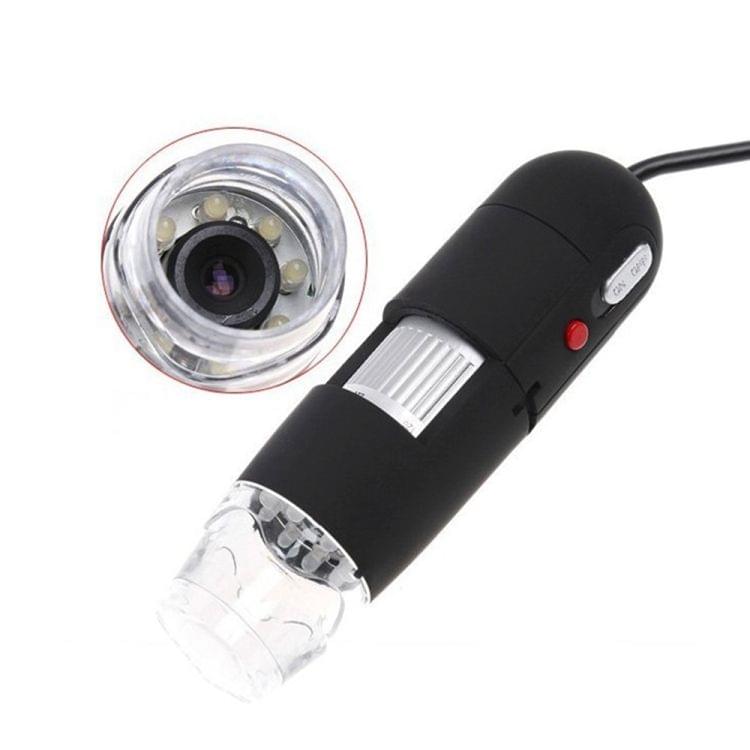 2.0 Mega Pixels 800X USB Digital Microscope with 8 LED White Light / Holder(Black)