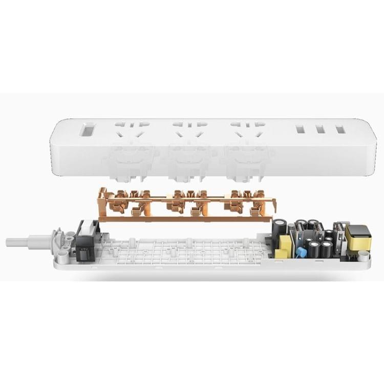 Original Xiaomi Mi Power Strip Patch Board USB3.0 2A Speed Charger Mini Patch board Converter, Cable Length: 1.8M(White)