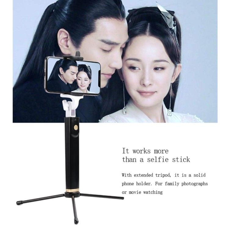 K08 Portable Foldable Wireless Bluetooth Shutter Remote Selfie Stick for iPhone and Android Phones, Tripod is not Included(Black)