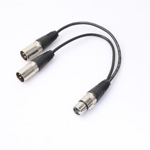 30cm 3 Pin XLR CANNON 1 Female to 2 Male Audio Connector Adapter Cable for Microphone / Audio Equipment