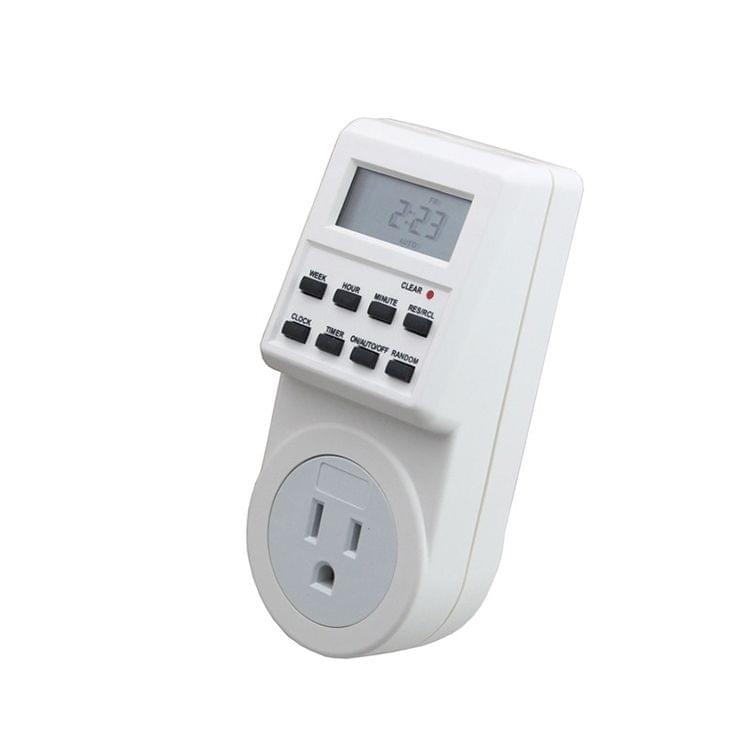 AC 120V Smart Home Plug-in LCD Display Clock Summer Time Function 12/24 Hours Changeable Timer Switch Socket, US Plug