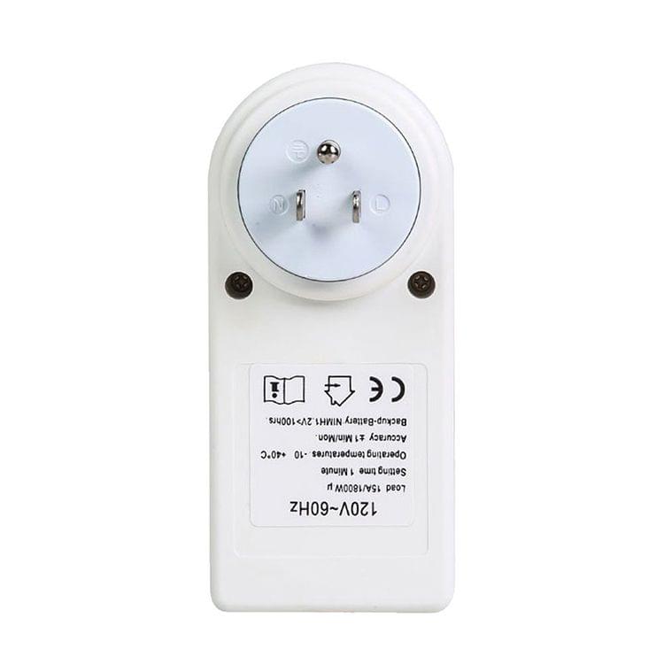 AC 120V Smart Home Plug-in LCD Display Clock Summer Time Function 12/24 Hours Changeable Timer Switch Socket, US Plug