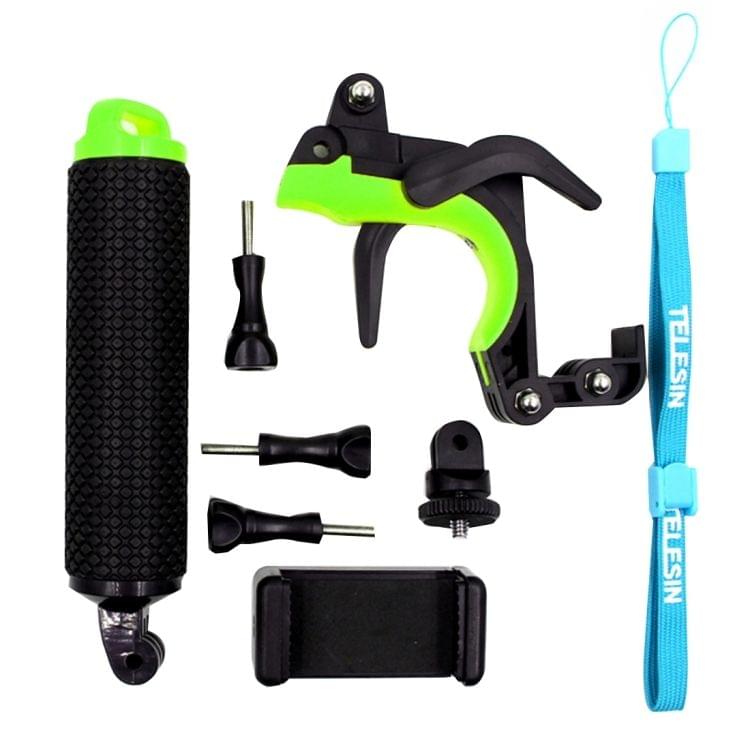 2 in 1 Pistol Trigger Set Floating Hand Grip / Diving Surfing Buoyancy Rods with Adjustable Anti-lost Hand Strap + Camera Trigger for GoPro HERO 4 / 3+ / 3(Green)