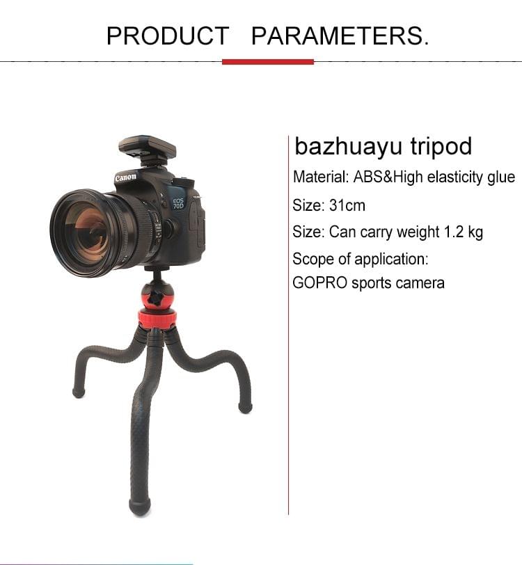 Mini Octopus Flexible Tripod Holder with Phone Clamp for iPhone, Galaxy, Huawei, GoPro, Xiaoyi and Other Action Cameras