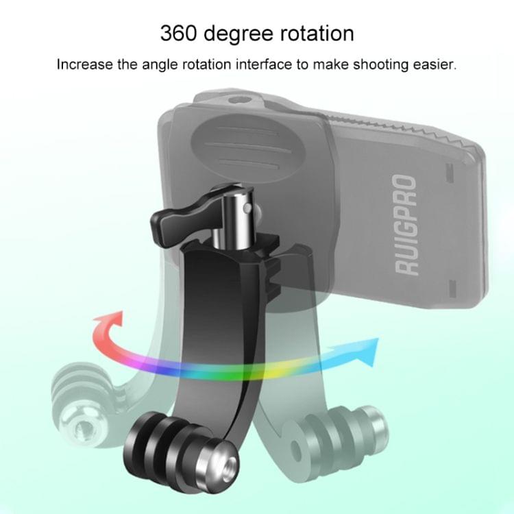 RUIGPRO 360 Degree Rotation J-Type Backpack Rec-Mounts Clip Clamp Mount with Screw for DJI Osmo Action, GoPro NEW HERO / HERO7 /6 /5 /4, and Other Action Cameras