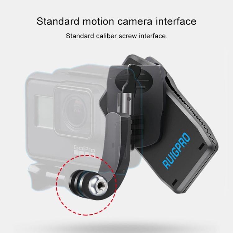 RUIGPRO 360 Degree Rotation J-Type Backpack Rec-Mounts Clip Clamp Mount with Screw for DJI Osmo Action, GoPro NEW HERO / HERO7 /6 /5 /4, and Other Action Cameras