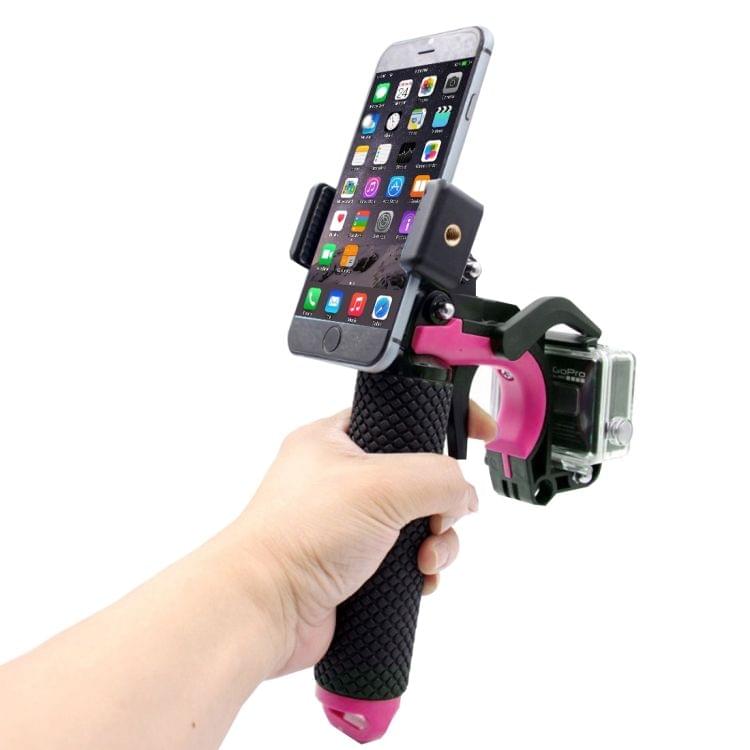 2 in 1 Pistol Trigger Set Floating Hand Grip / Diving Surfing Buoyancy Rods with Adjustable Anti-lost Hand Strap + Camera Trigger for GoPro HERO 4 / 3+ / 3(Magenta)