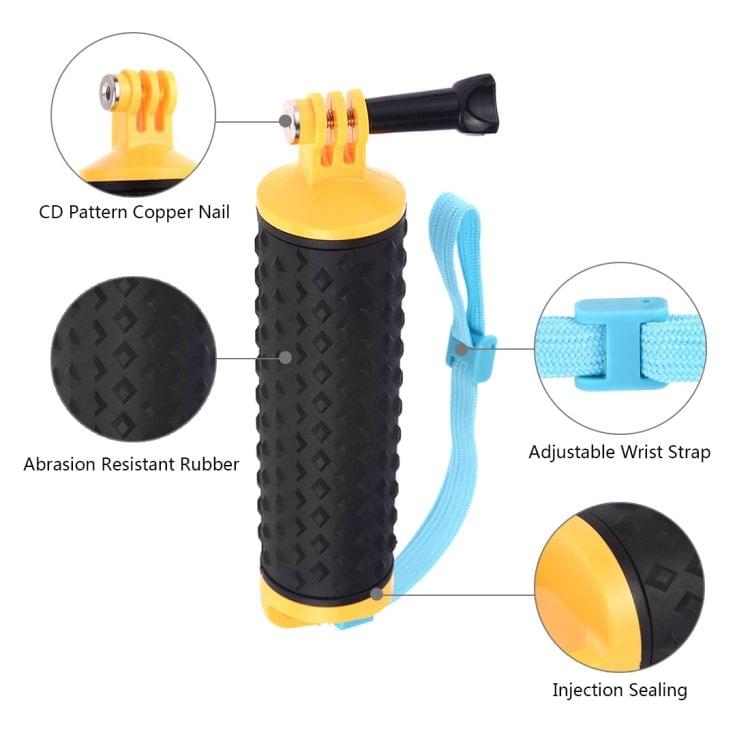 PULUZ Floating Handle Hand Grip Buoyancy Rods with Strap for GoPro NEW HERO /HERO7 /6 /5 /5 Session /4 Session /4 /3+ /3 /2 /1, DJI Osmo Action, Xiaoyi and Other Action Cameras(Yellow)
