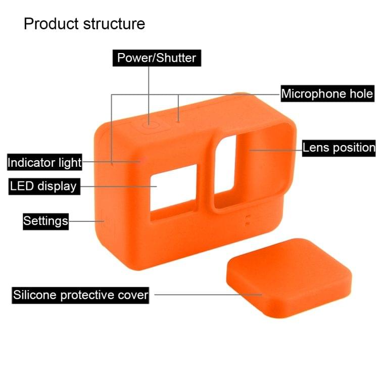Silicone Protective Case with Lens Cover for GoPro HERO7 Black /7 White / 7 Silver /6 /5(Orange)