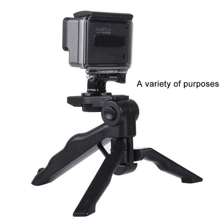 PULUZ Grip Folding Tripod Mount with Adapter & Screws for GoPro HERO6 /5 /4 /3+ /3 /2 /1, SJ4000, Digital Cameras, Load Max: 2kg(Black)