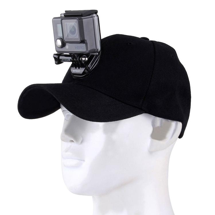 PULUZ Baseball Hat with J-Hook Buckle Mount & Screw for GoPro HERO7 /6 /5 /5 Session /4 Session /4 /3+ /3 /2 /1, DJI OSMO Action, Xiaoyi and Other Action Cameras(Black)