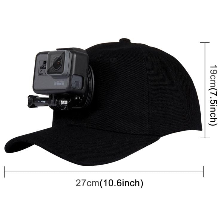 PULUZ Baseball Hat with J-Hook Buckle Mount & Screw for GoPro HERO7 /6 /5 /5 Session /4 Session /4 /3+ /3 /2 /1, DJI OSMO Action, Xiaoyi and Other Action Cameras(Black)