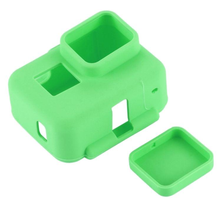 PULUZ Shock-proof Silicone Protective Case with Lens Cover for GoPro HERO(2018) /7 Black /6 /5 with Frame(Green)