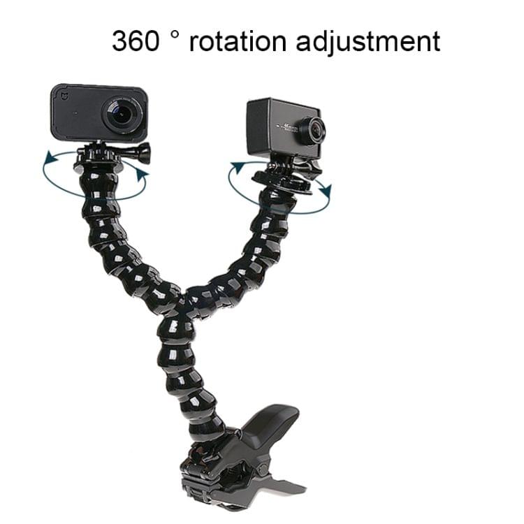 Clip Clamp Mount 360 Swivel Dual-head Flexible Tripod for GoPro HERO5 /4 /3 /2 /1 /SJCAM / Xiaomiyi Sport Cameras