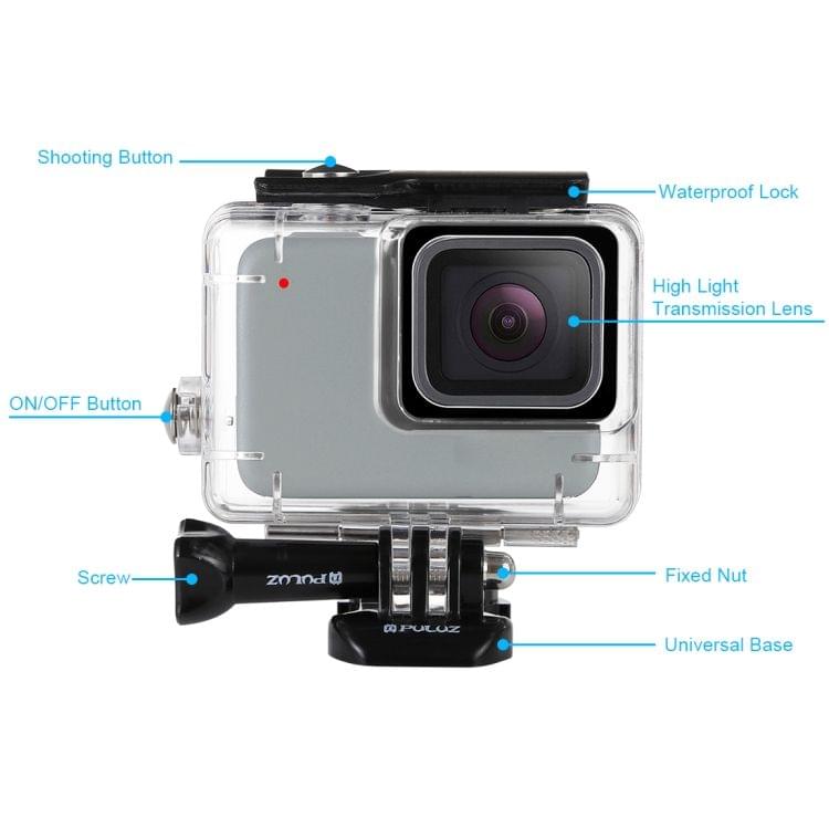 PULUZ 45m Underwater Waterproof Housing Diving Case for GoPro HERO7 Silver / HERO7 White, with Buckle Basic Mount & Screw(Transparent)