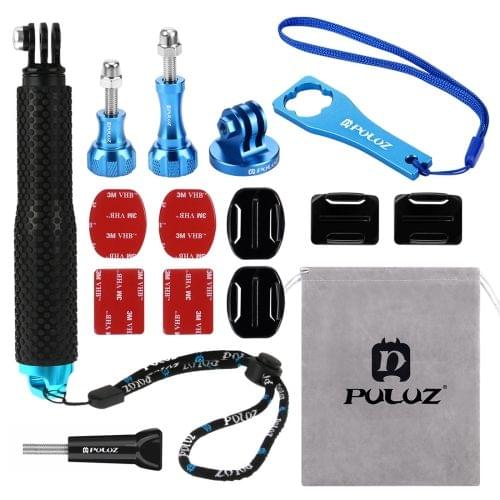 PULUZ 16 in 1 CNC Metal Accessories Combo Kits (Screws + Surface Mounts + Tripod Adapter + Extendable Pole Monopod + Storage Bag + Wrench) for GoPro NEW HERO /HERO7 /6 /5 /5 Session /4 Session /4 /3+ /3 /2 /1, Xiaoyi and Other Action Cameras