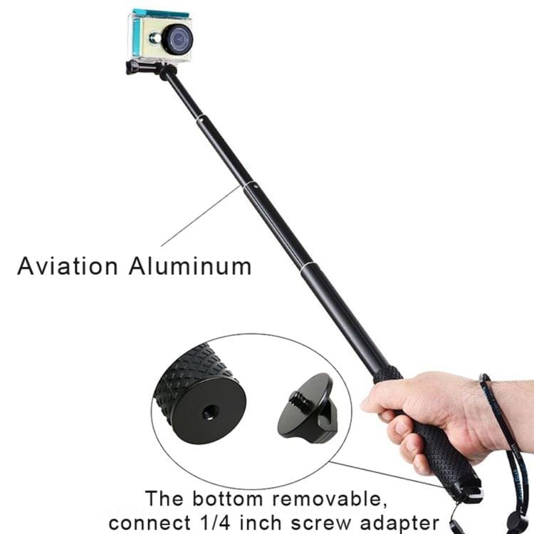 Handheld Aluminium Extendable Pole Monopod with Screw & Strap & Remote Control Buckle for GoPro HERO5 Session /5 /4 Session /4 /3+ /3 /2 /1, Xiaoyi Sport Cameras, Adjustment Length: 36-110cm(Red)