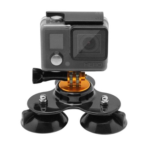 Triangle Direction Suction Cup Mount with Tripod Mount + Handle Screw for GoPro NEW HERO /HERO6 /5 /5 Session /4 Session /4 /3+ /3 /2 /1, Xiaoyi and Other Action Cameras(Gold)